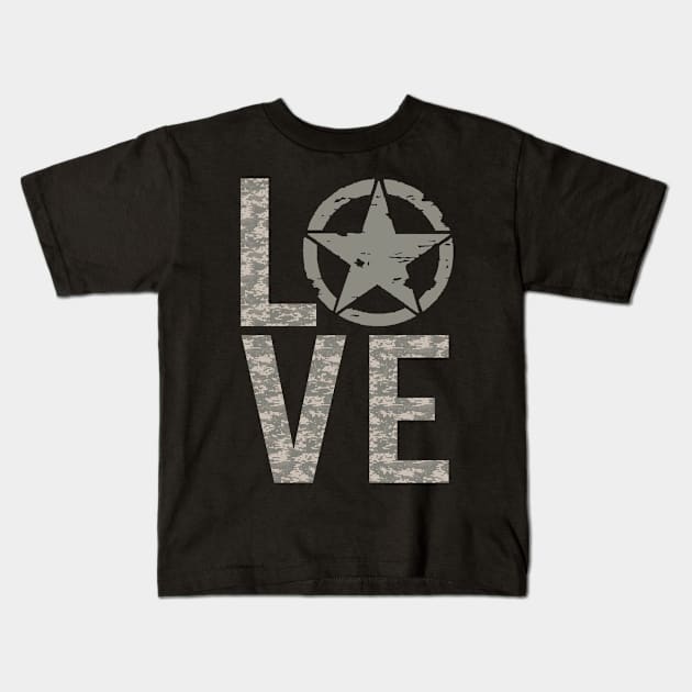 US Army Love Star Tshirt Kids T-Shirt by andytruong